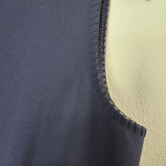 Theory Women's Sleeveless Lined Sheath Dress Navy Edge Trim Size 6 Knee Length - Picture 3 of 15